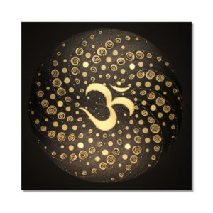 Wandbild Energiebild Mandala Element Luft 24 Karat Blattgold schwarz Frontalbild