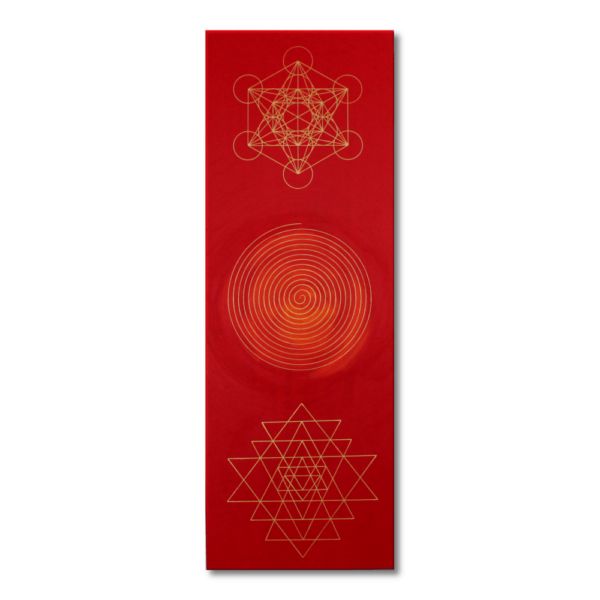 Wandbild Energiebild Weisheit und Wohlstand Sri Yantra Gold Spirale Frontalbild